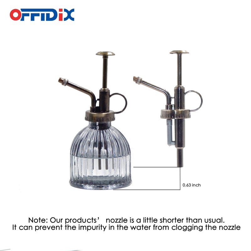 OFFIDIX Plant Mister plant water Spray Bottle, 6.3" Tall Vintage Style with Bronze Plastic Top Pump One Hand Glass Watering Can for Indoor Potted Plants Terrariums (Dark Gray) - Image 4